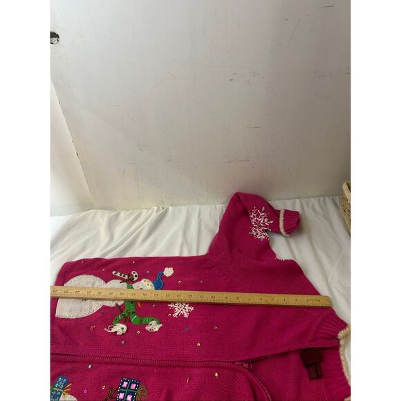 Star Blue originals Large L  Snowman pink Christmas sweater Snowflakes - Picture 8 of 8